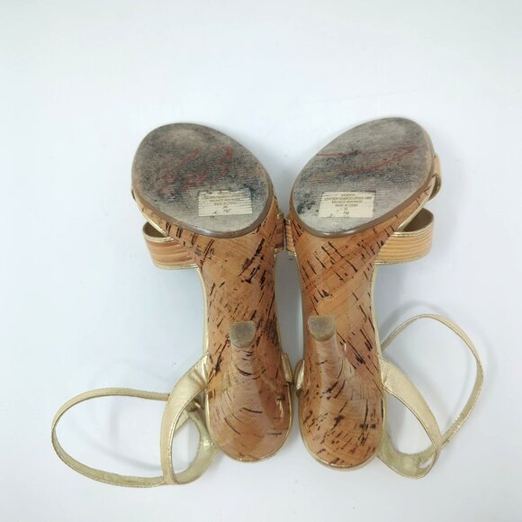 Enzo Angiolini Heels 7 Cork Summer Tan Gold - Picture 8 of 12